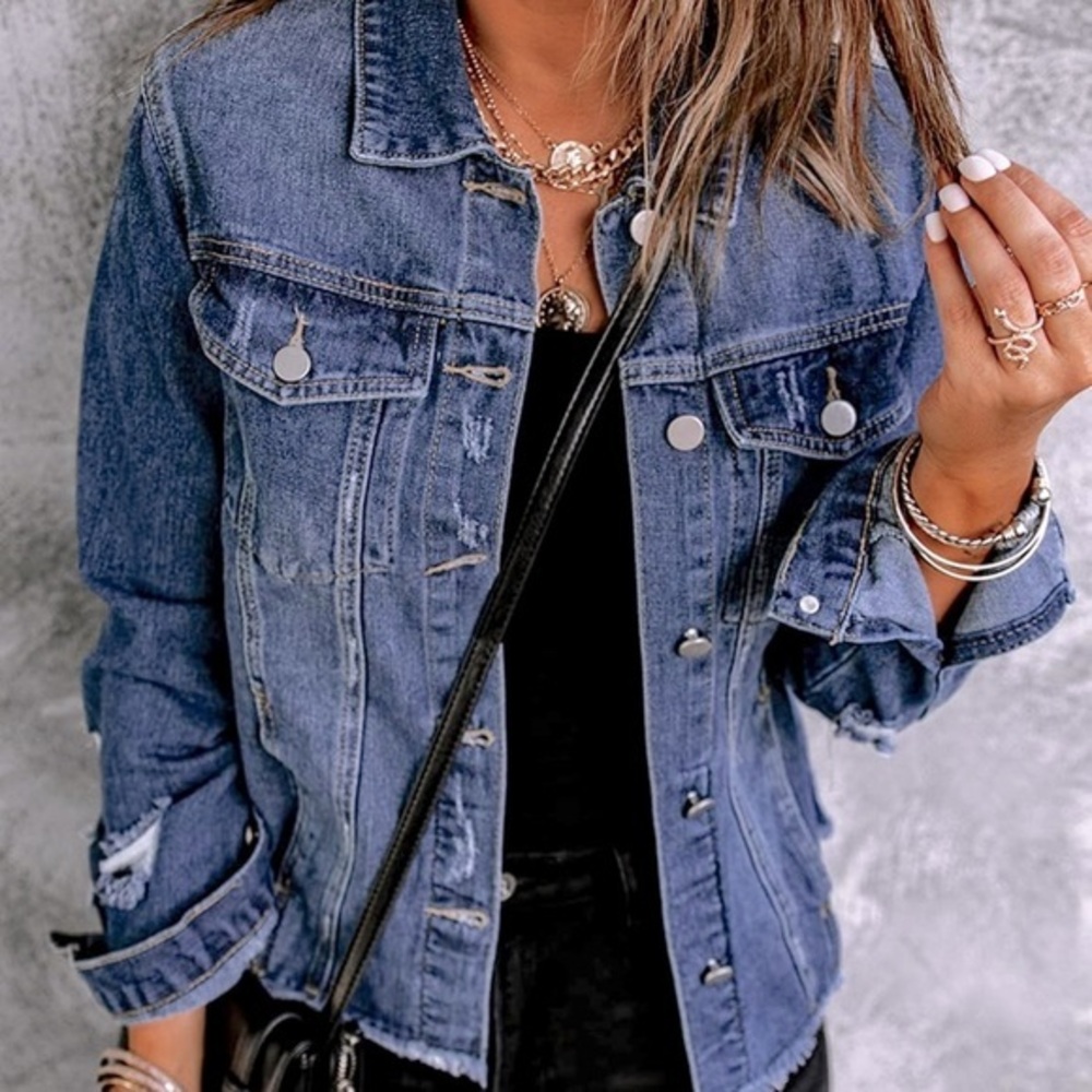 Lucky Brand Tomboy trucker denim jean jacket coat iconic American aesthetic must - Picture 1 of 6
